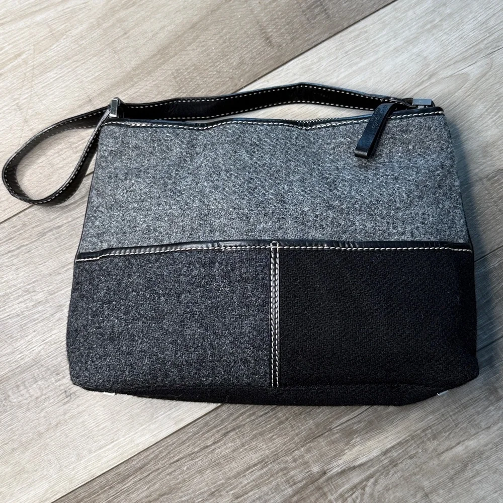 Vintage Kate Spade Black and Gray Wool Patchwork Small Bag - Picture 3 of 15